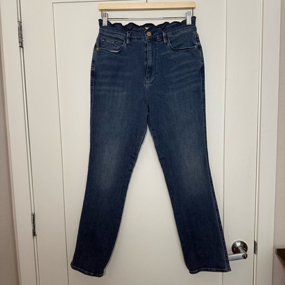 Frame Starwood Jeans Womens Sz 29 Blue Scallop Edge Splendor Straight Leg Denim